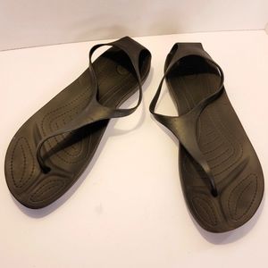 {CROCS} Women's sz 9 Black "Sexi Flip" Stretchy Strappy Casual Thong Sandal